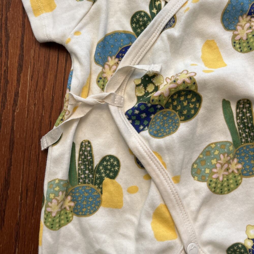 Apple Park 0-3 Month Snap Romper Lala Curio Cactus Japanese Inspired Kimono (4 - Picture 3 of 7